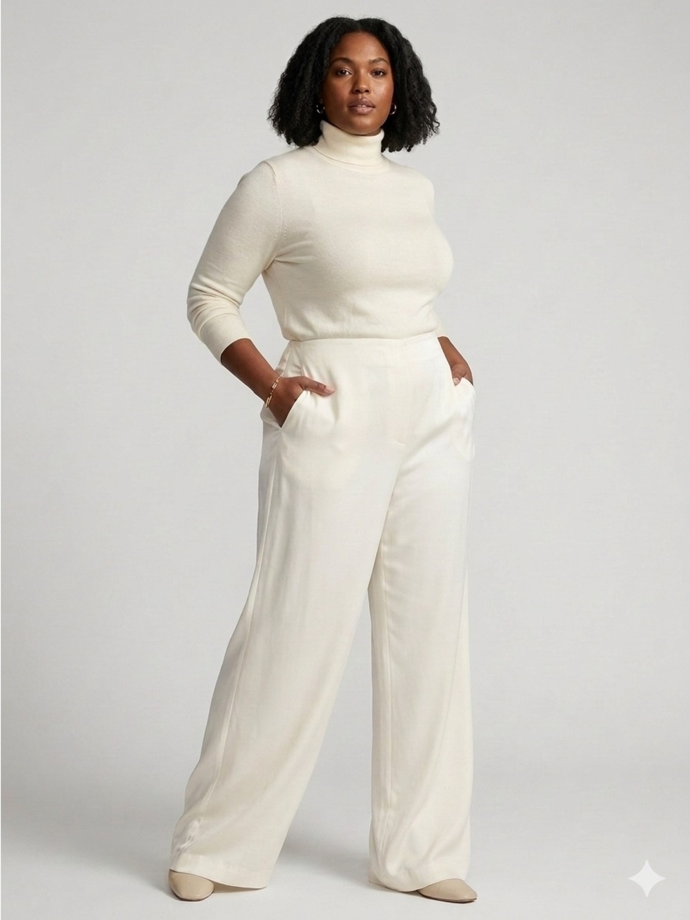 Talbots Vintage Women's Flat Front Ivory Flare Dress Pants Size 18‎ 100% Silk